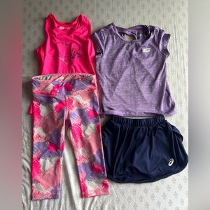 Girl’s not Skechers Sport Tee, Leggings, Tank Top And Asics tennis Skirt 5T